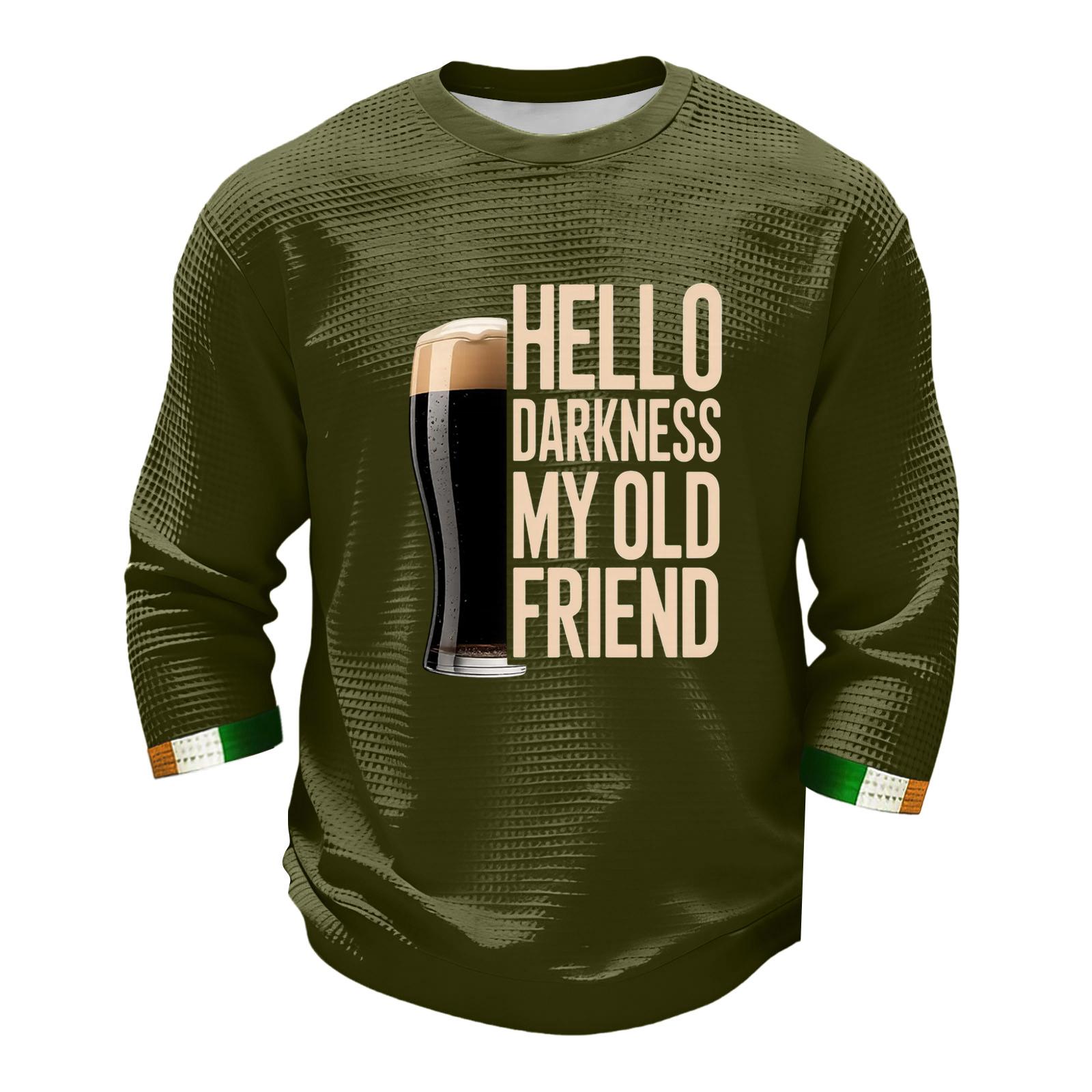 

Men s Fashion Long Sleeve T-Shirt St. Patrick s Day Shirt L армия зеленый