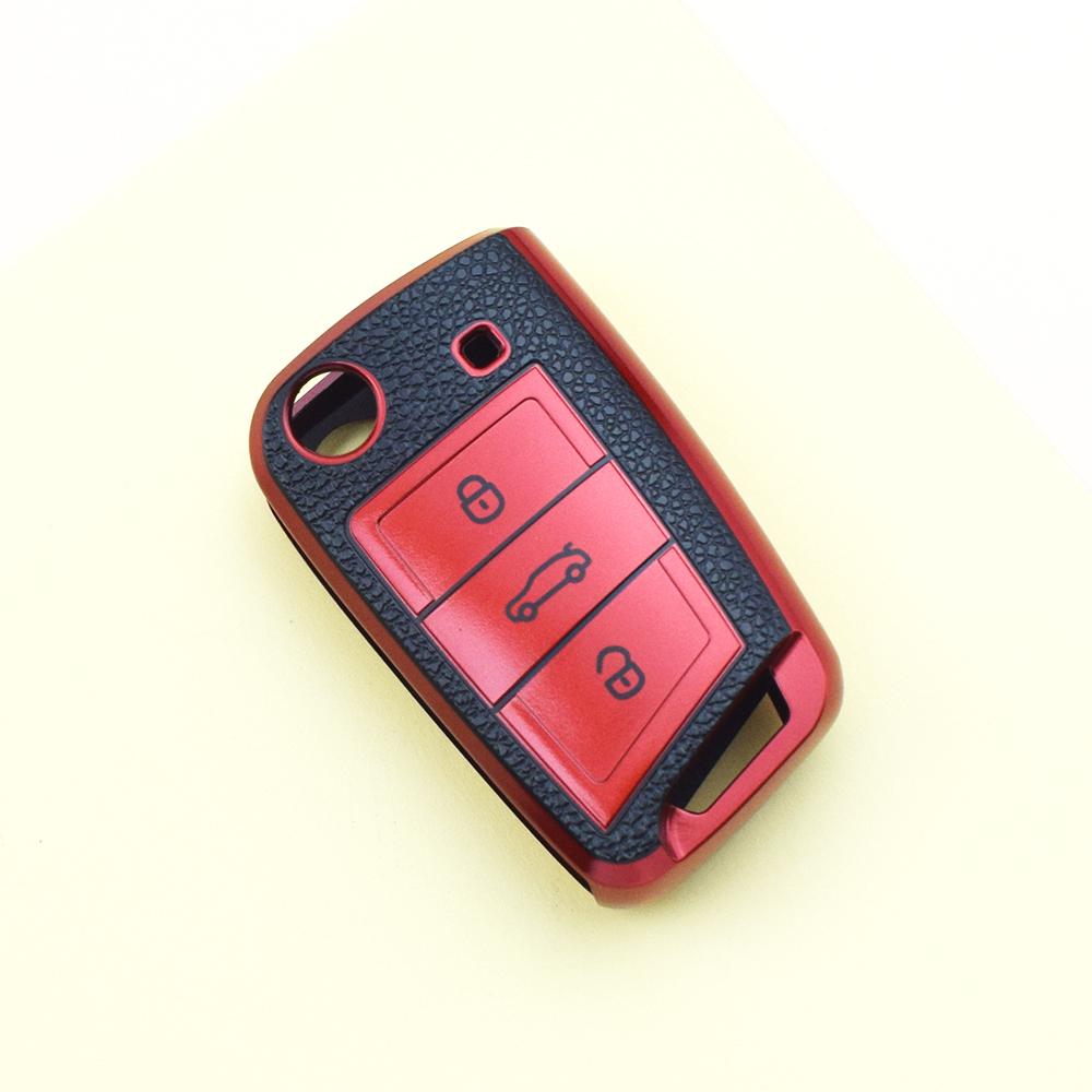 Keychain Leather Tpu Car Key Case Cover For Skoda Octavia Kodiaq Karoq For Seat Ateca For Volkswagen Vw Polo Golf7 Mk7 Tiguan