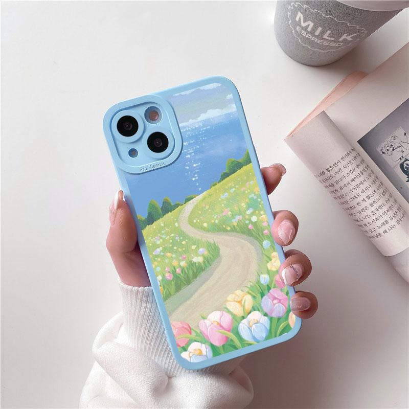 Field Flower Jungle Fresh Scenery Phone Case For iphone 14 11 12 13 Pro Max 7 8 Plus SE 2020 X XR XS Soft Silicone Cover Fundas