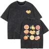 Lemon Orange Cocktail Prints Washed T-Shirts Womens Cotton Short Sleeve Tops O-Neck Oversized T Shirt Summer Clothes
