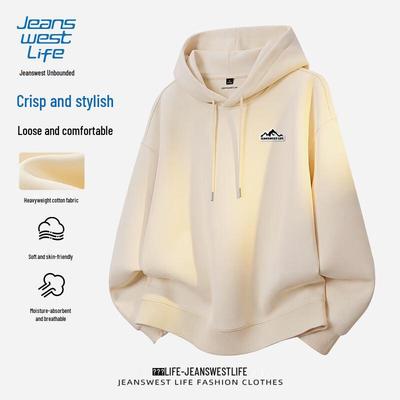 Jeanswest Men's Heavyweight Cotton Hooded Sweatshirt with Small Mountain Print