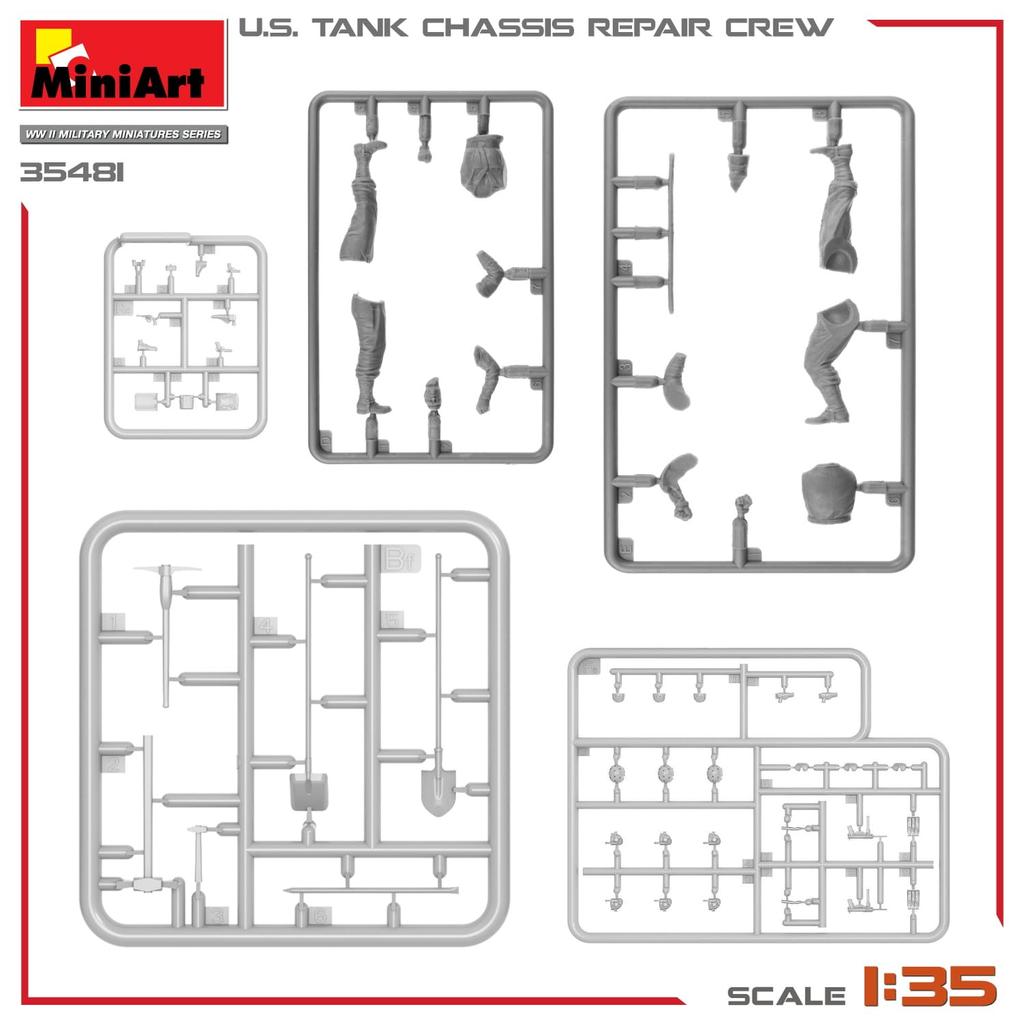 Miniart Scale American Tank Chassis Repair Crew Plastic Model Kit MA35481 1/35 (2-Piece Set)