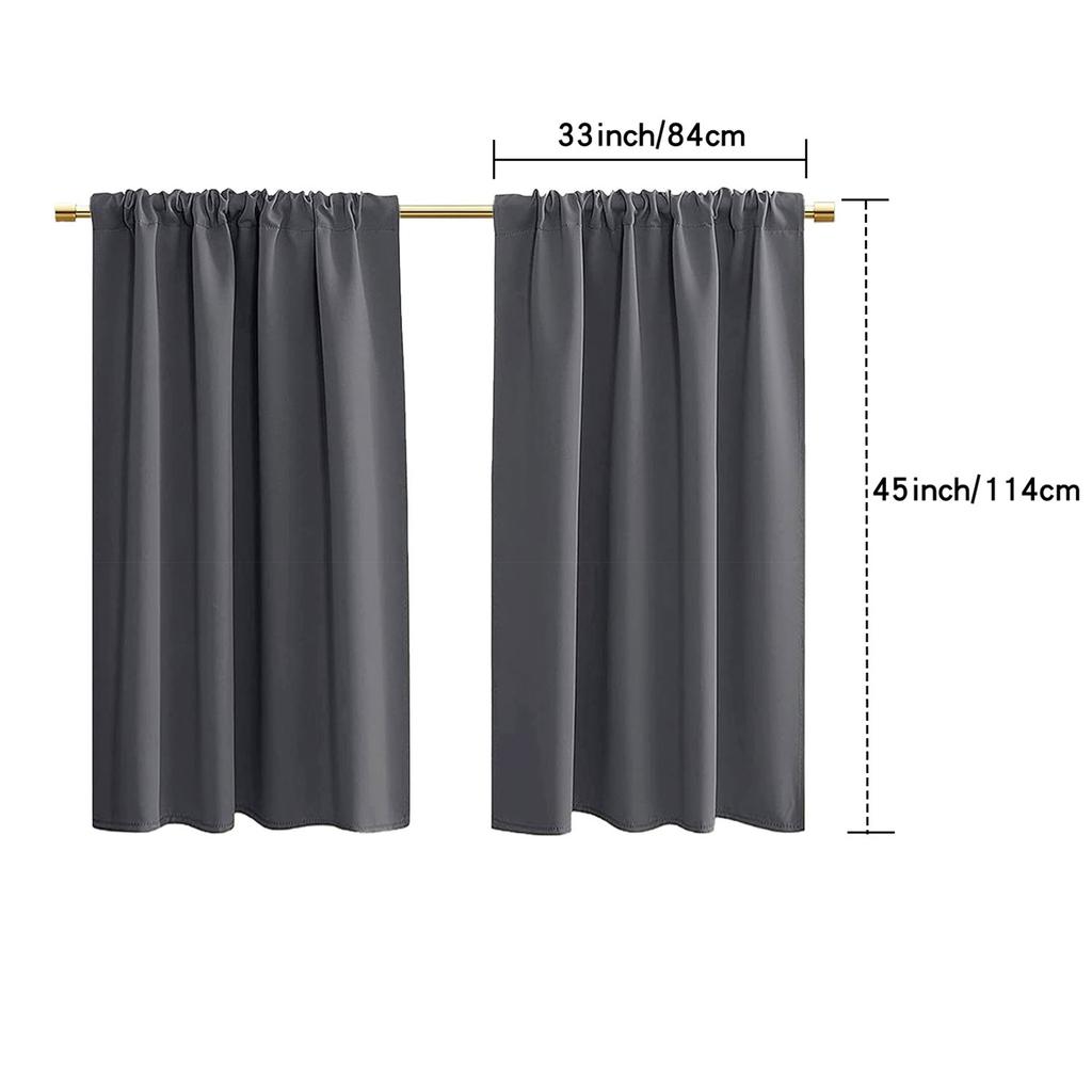 2 Panels Short Curtains for Kitchen RV Curtain Tiers 100% Blackout Drapes Rod Pocket Light Block Privacy Small Window Curtains