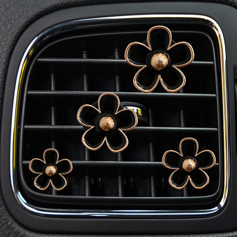 4pcs/set Alloy Cute Daisy Design Car Air Vent Aromatherapy Fragrance Clip Car Air Vent Decoration Clip Car Interior Accessories