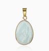 Natural Gemstone Drop Pendant Gold Edge Gemstone Faceted Oval Charm Semi-precious Crystal Necklace Pendant Amethyst Quartz Agate