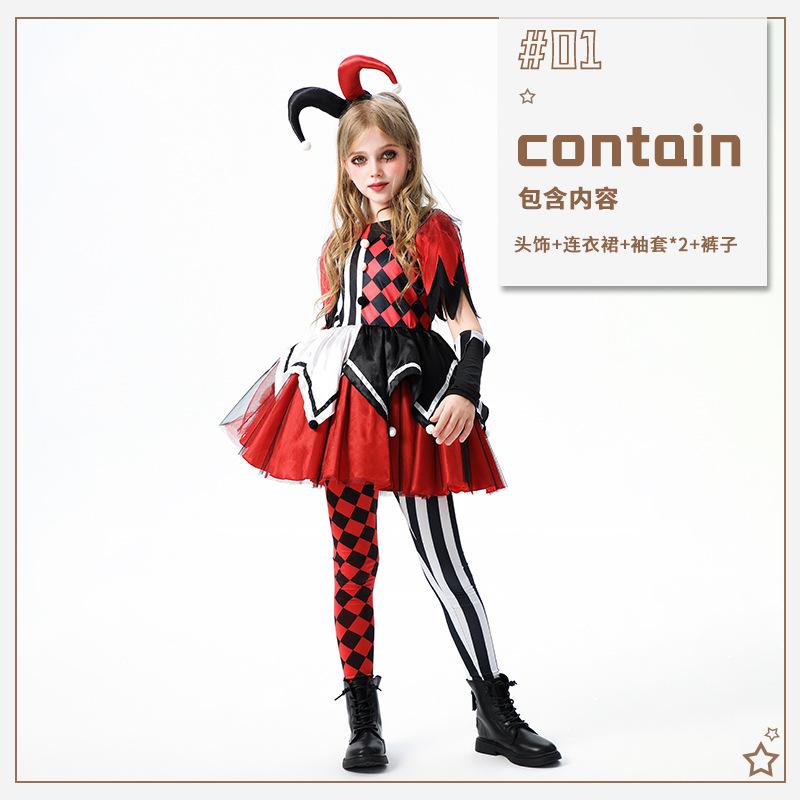 

Хэллоуин Детский Костюм Душа Клоуна Платье для Девочек Смешной Наряд Карнавальный Костюм 150cm