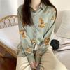 Vintage Turn Down Collar Blouse Fashion Leopard Animal Print Long Sleeve Shirt Casual Pocket Loose Tops 2023 Women Clothes 20678