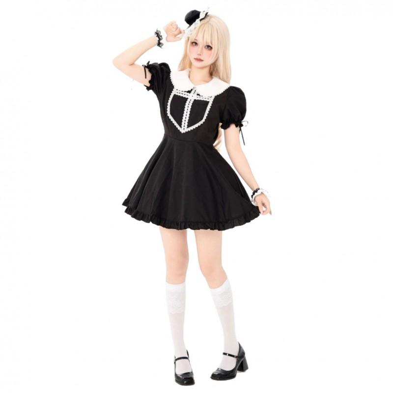 S-XL Halloween Dark Nun Lolita Cross Cosplay Mini Skirt Stage Performance