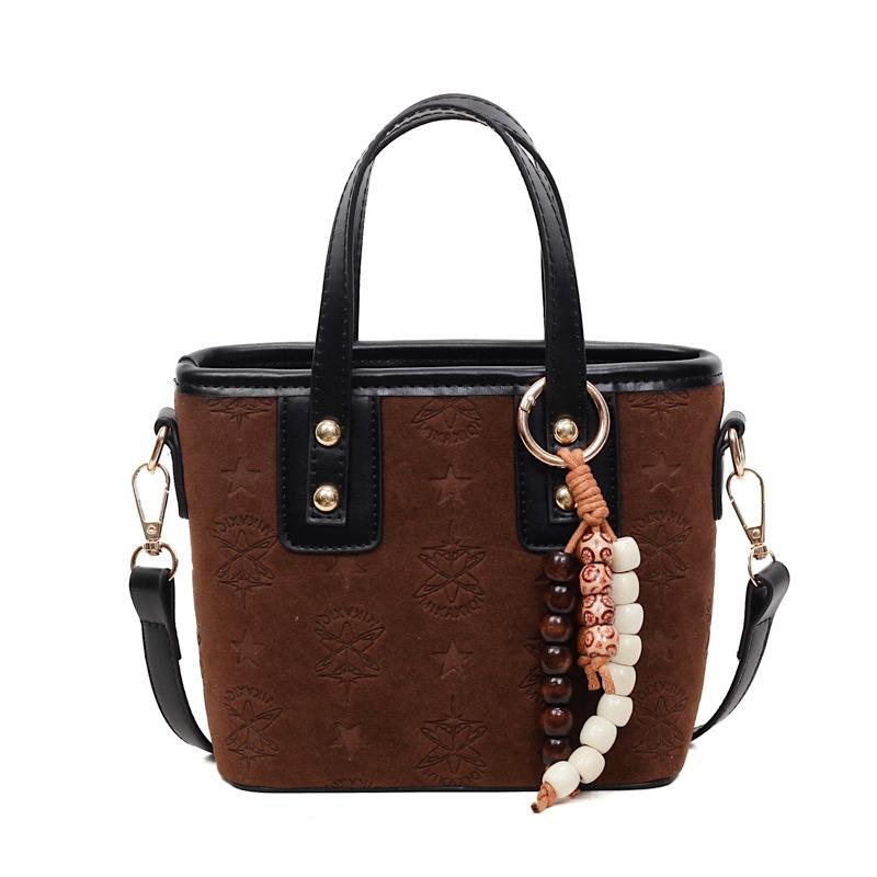 Tasche Damen neue lässige Bucket Bag Nische Herbst und Winter Retro Umhängetasche Diamant Handtasche