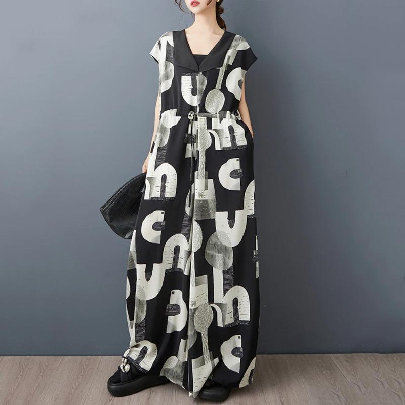 Xitao Print Letter Contrast Color Bandage Jumpsuits ZMY1351