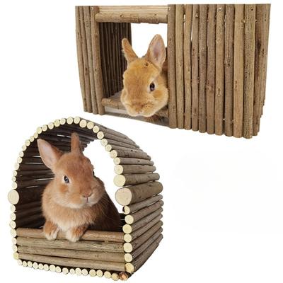 Rabbit Nest, Chinchilla, Guinea Pig Enclosure, Shelter, Natural Teething, Woven Nest with Branches, Platform for Hanging
