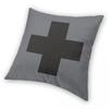 Black Swiss Cross On Grey Pillowcase Polyester Linen Velvet Pattern Zip Decor Throw Pillow Case Home Cushion Case 18"