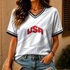 Damen Freizeit USA. Nationalmannschaft bedruckte Fußballfans sollten kurzärmelige Trikot-Oberteile unterstützen