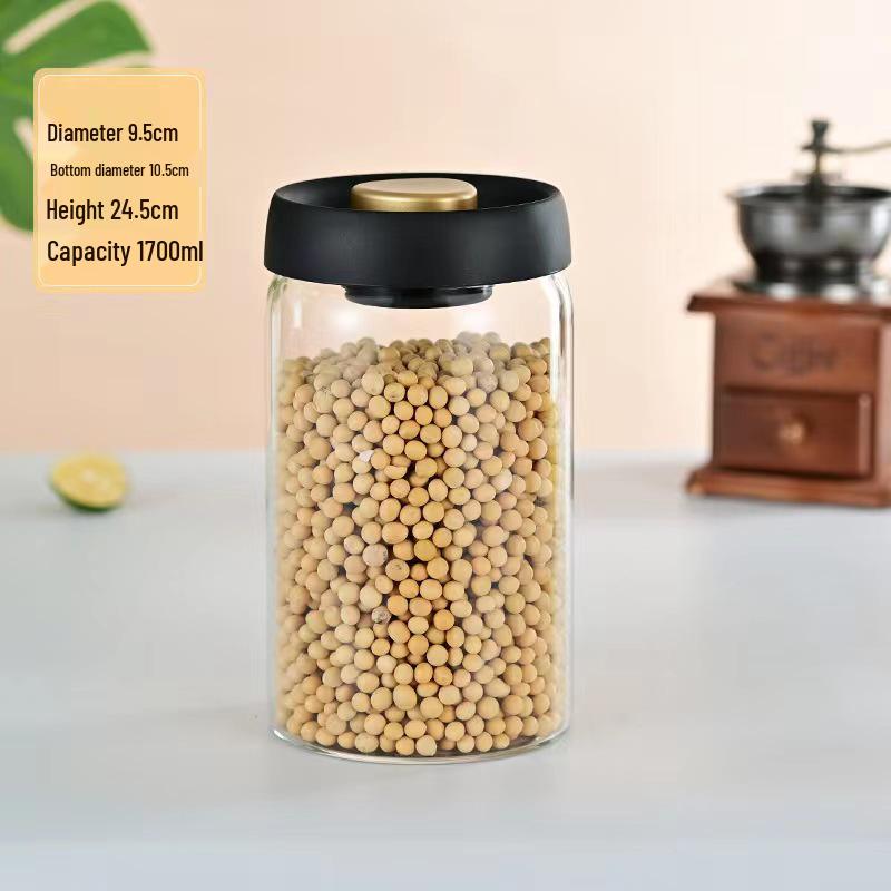 Vacuum-Sealed High Borosilicate Glass Jar for Coffee, Grains & Freshness Preservation