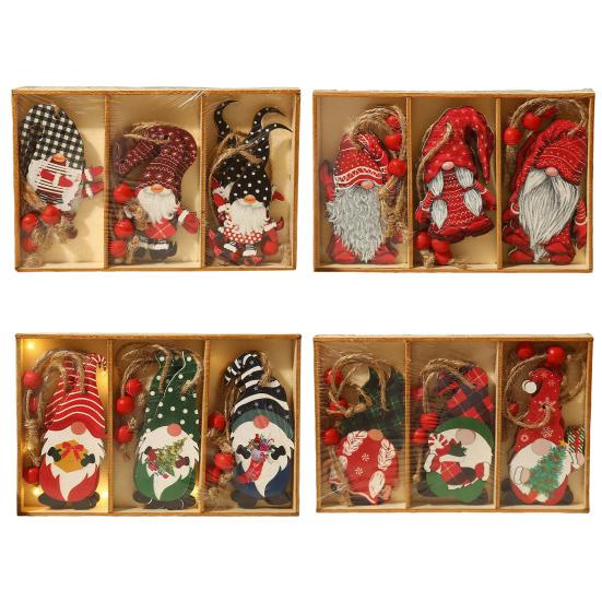 9Pcs Wooden Christmas Tree Hanging Decorations Handmade Elf Gnome Doll Ornaments Xmas Tree Home Holiday Decor