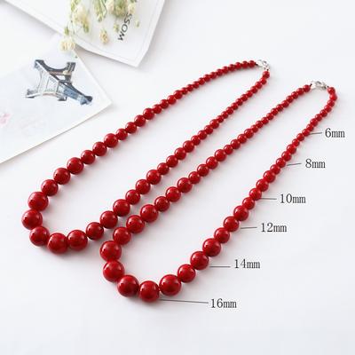 Neueste Produkte Mode schlichte hohe Anti-Rotkoralle Halskette korallenrot Kugel Turmkette Abendkleid Schmuck Halskette weibliche Modelle