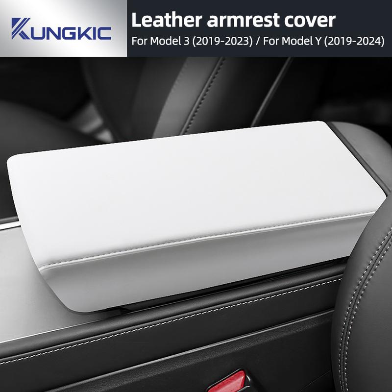Leather Armrest Box Protective ABS Cover Arm Rest Lid Accessories For Tesla Model 3 Model Y 2017- Highland 2024 Juniper 2025