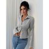 Casual Simple Striped Long-sleeved Button Tops and Shirts for Women 2025 Autumn and Winter