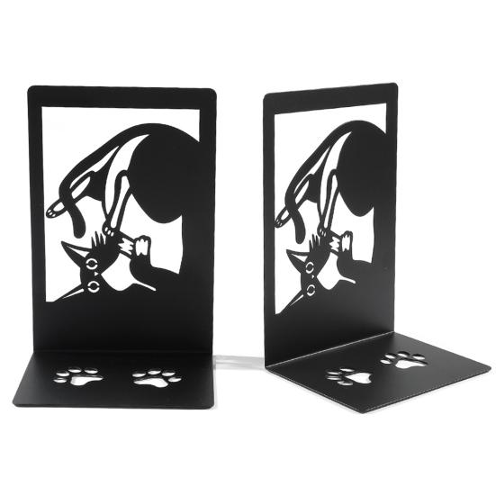 1 Pair Metal Cat Book Ends Cute Cat Bookends for Shelves Decorative Book Support