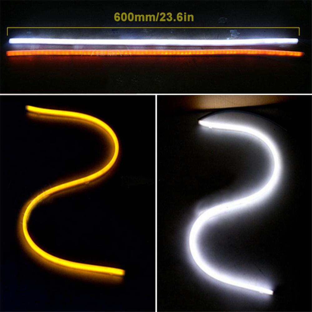 2 Pcs 60Cm Soft Flexible Car Flowing Led Light Strip Drl Turn Signal Lamps Dc12V