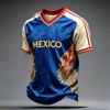 Men's Casual V-Neck Short Sleeve T-Shirt Lightweight Breathable with Mexico Letter Print