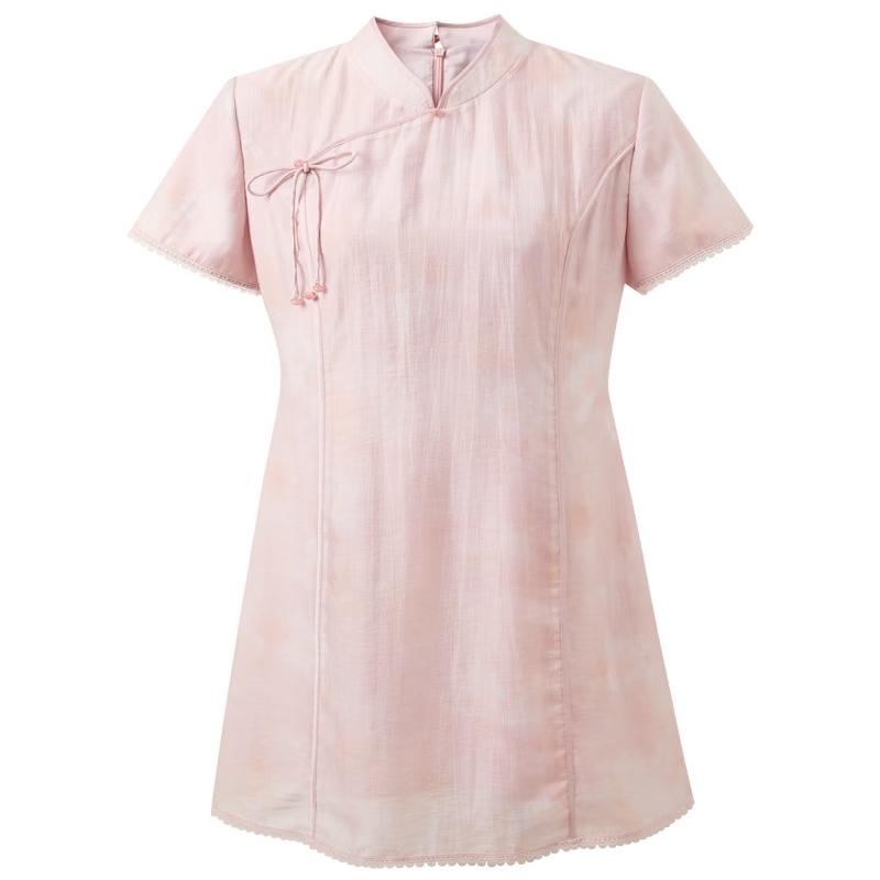 Sancai New Chinese Style Lyocell Printed Short Dress M