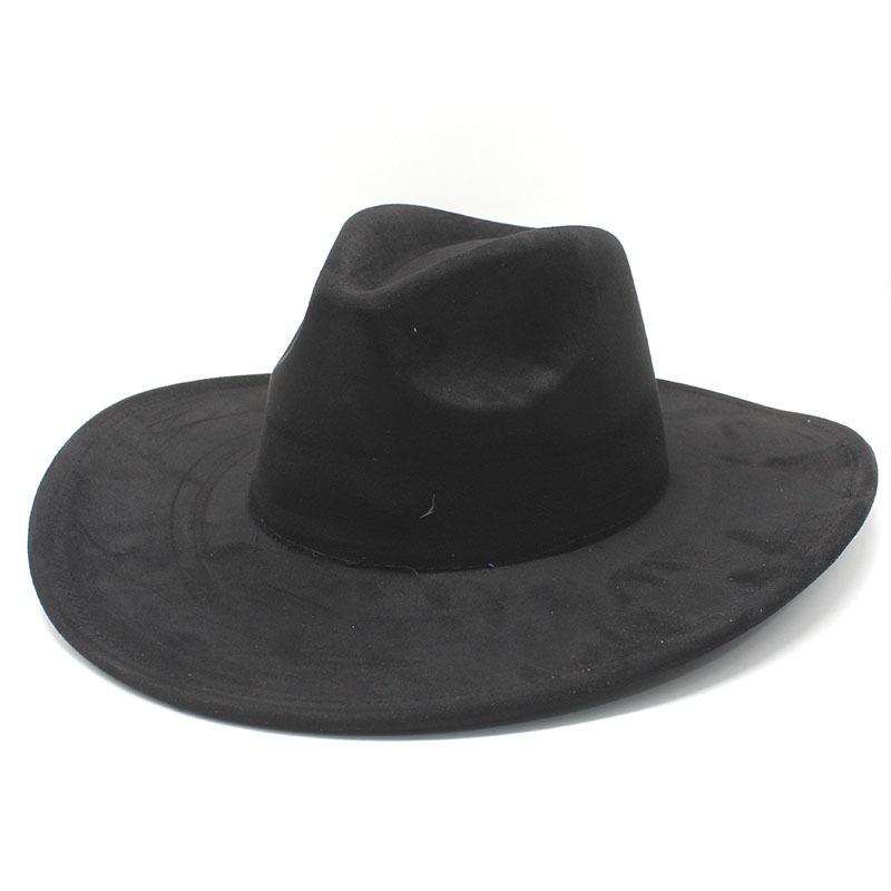 Unisex Suede Wide Brim Fedora Hat Ethnic Style Gentle Hat