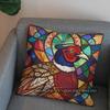 2D Colorful Stained Glass Peacock Pattern Pillow Cover Pattern Cushion Cover Suitable For Sofa Bedroom Car Pillow Cover