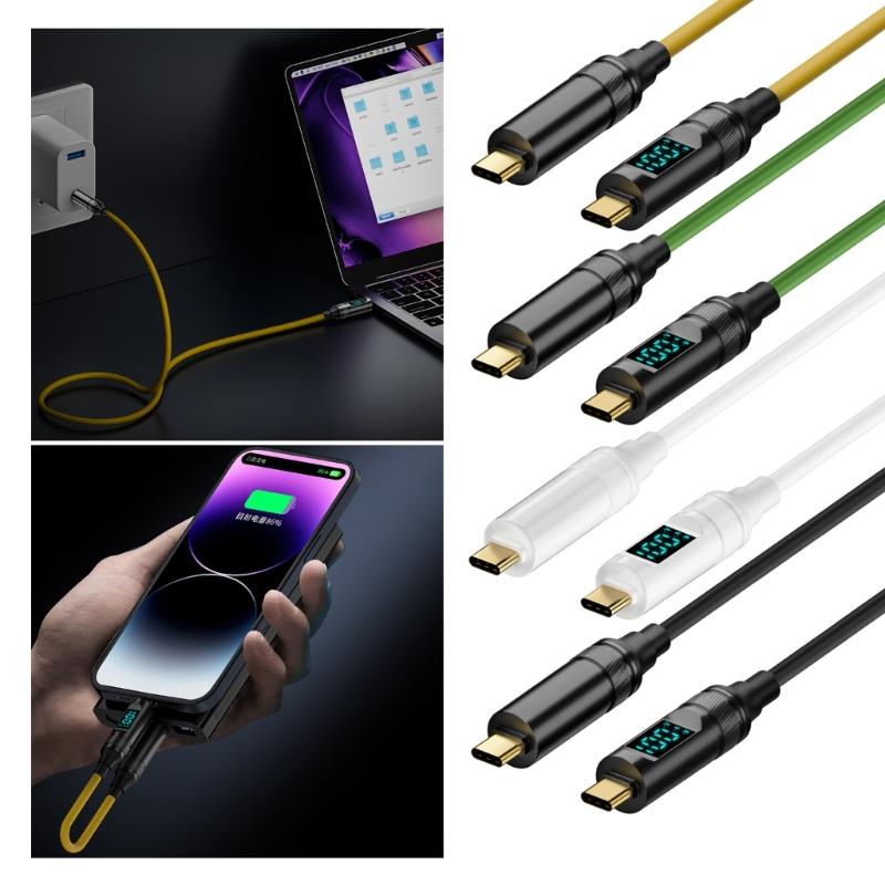 PD100W Quick Charging Cable USB C to TypeC Wire with LED Screen, 8K Video Output & OTG Support