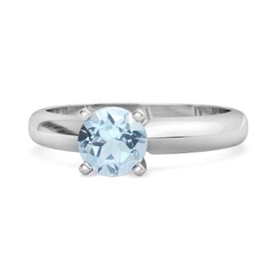 Blue Topaz Round Solitaire Ring – 925 Sterling Silver