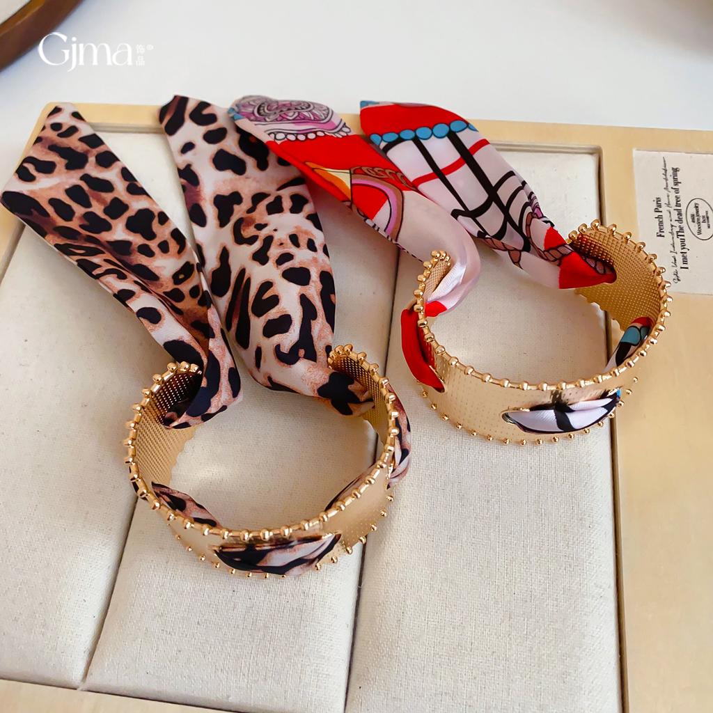 European and American Silk Scarf Winding Wide Surface Hollow Bracelet Personality Exaggerated Bracelet Jewelry Women