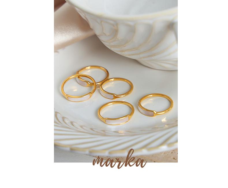 Elegant White Mother-of-Pearl Inlaid Titanium Steel Ring for Women