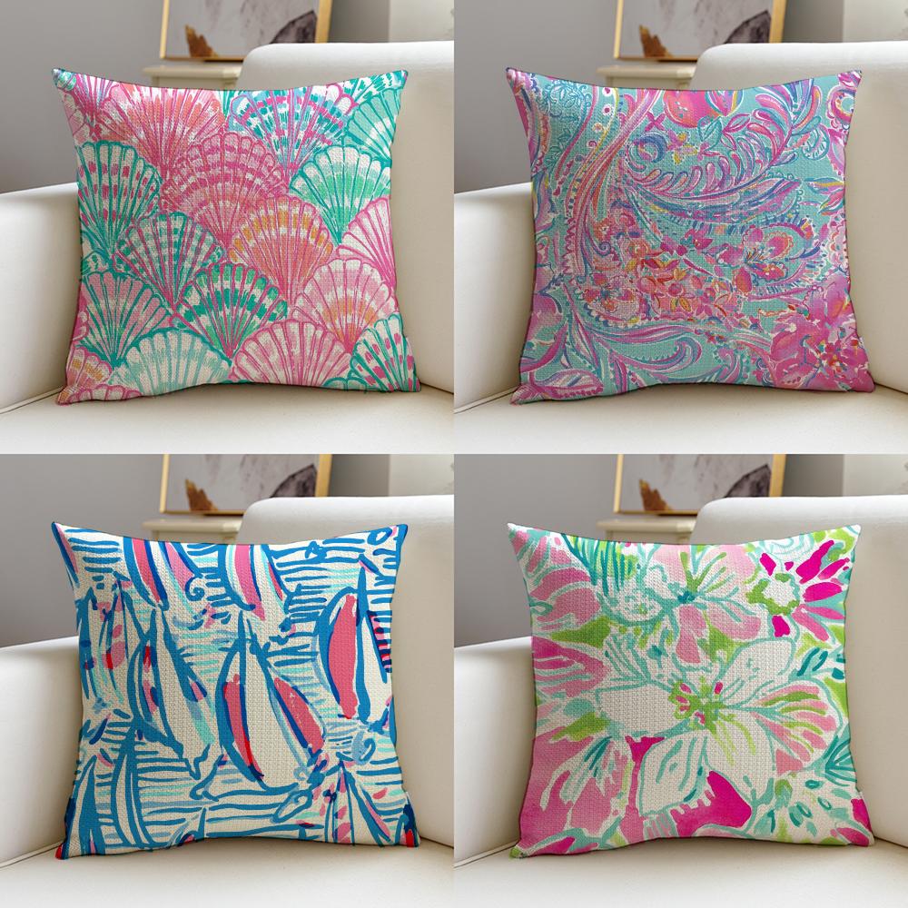 LLilly Decor PulitzerS Cushion Cover Breathable and Skinfriendly Linen Pillowcase Square Removable and Washable Cushion