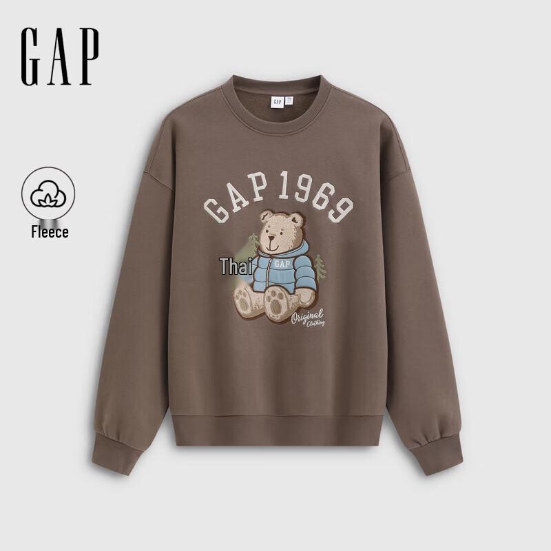 GAP Unisex Logo Bear Patch Fleece Crewneck Sweatshirt