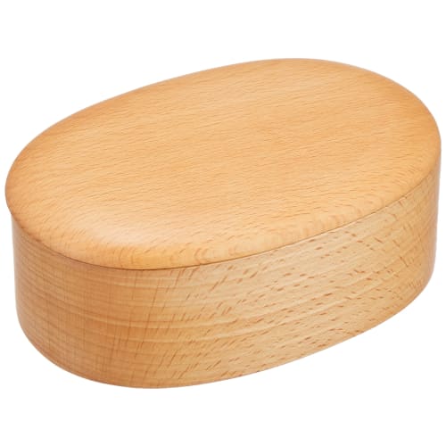 Alphax Bento Box, Wood Grain, 14 X 9.5 X 5.5 Cm, Beech, Hollowed Out, Small, Oval, 905103