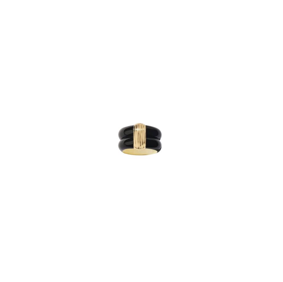 Women's Black and Gold Enamel Ring: French Niche Design, Light Luxury, Retro Fashion, High-End Versatile Accessory