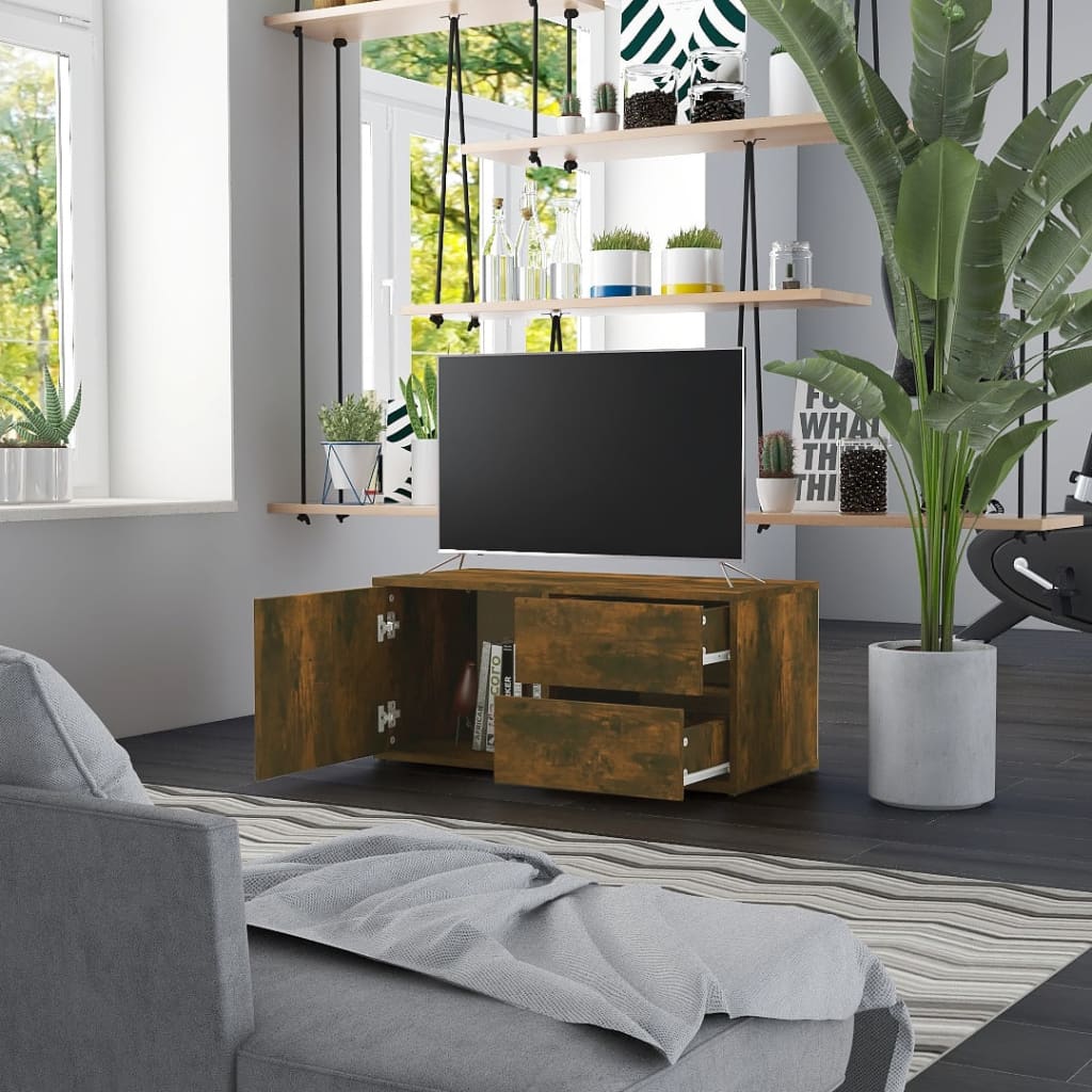 Vidaxl Szafka Pod Telewizor, Przydymiony Dąb, 80X34X36 Cm