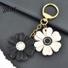 Small Floral Pendant Keychain Double Chrysanthemum Design Retro Style Soft