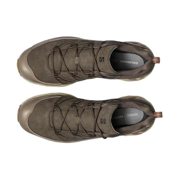 Salomon Xt-6 Expense Leather Round Toe Comfortable Breathable Lightweight Low-Top Outdoor Functional Shoes Men Shoes Dark-Brown 472949