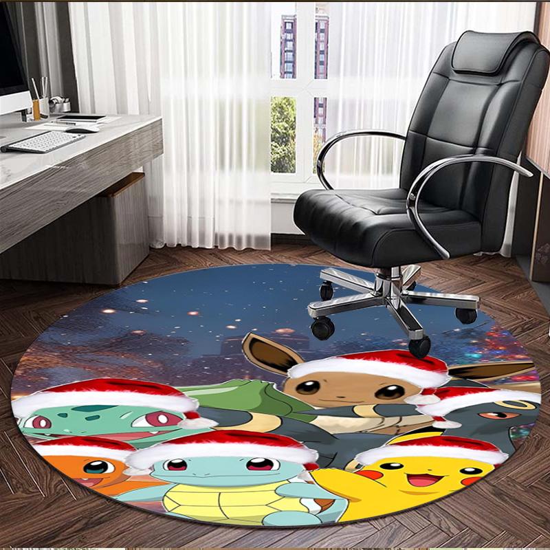 Pokemon Print Round Rug, Washable Floor Carpet, For Entryway Dorm Laundry Room Office Study, Home Decor Birthday Christmas Gift