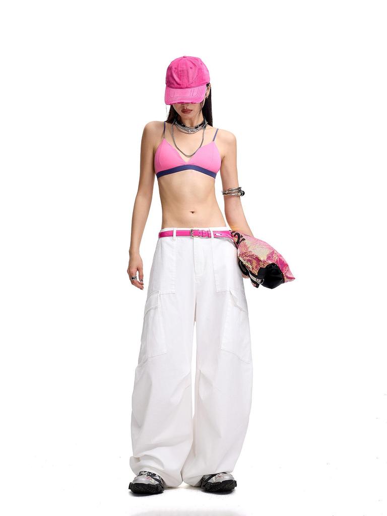 Tuogu Women's Slimming Paratrooper Wide-Leg Pants - Spring/Summer Style, Casual Loose Fit, Floor-Length.