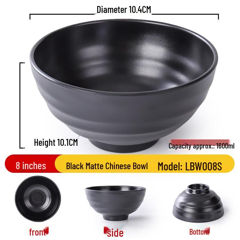 Japanese Style Black Melamine Noodle Bowl