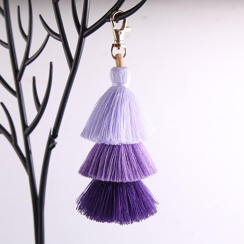 Three-layer Cotton Tassel Bag Hanger Decoration with Ethnic Style Keychain In Bohemian Style - Three-layer Tassels Pendant