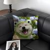 Cute Dog Cat Kawaii Gift Cushion Cover Natural Linen Organic Fabric Double-Sided Printing Sofa Home Decor Gift Pillow Case