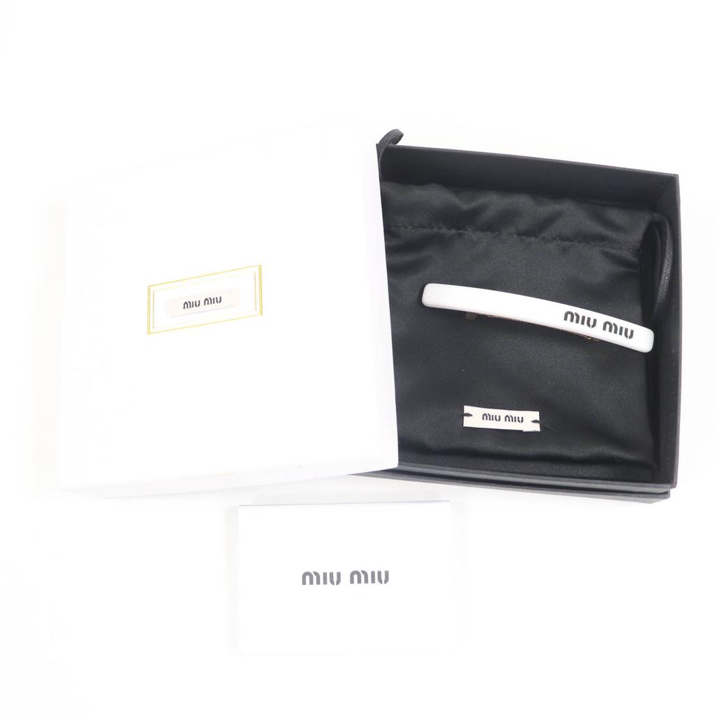 Excellent MIUMIU Valletta With Logo White Black Women 51F125 Used