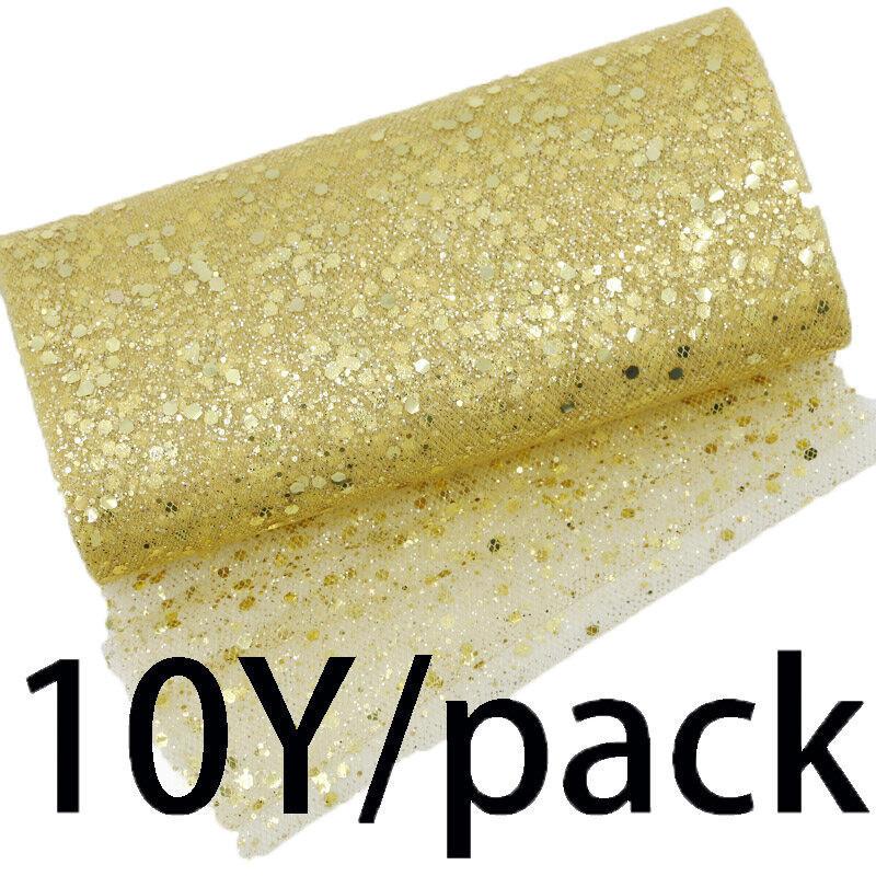 (10 yards/roll) 15cm Width Mesh Christmas Powder Fine Fragment Bouquet Packaging Festival Celebration Ribbon DIY