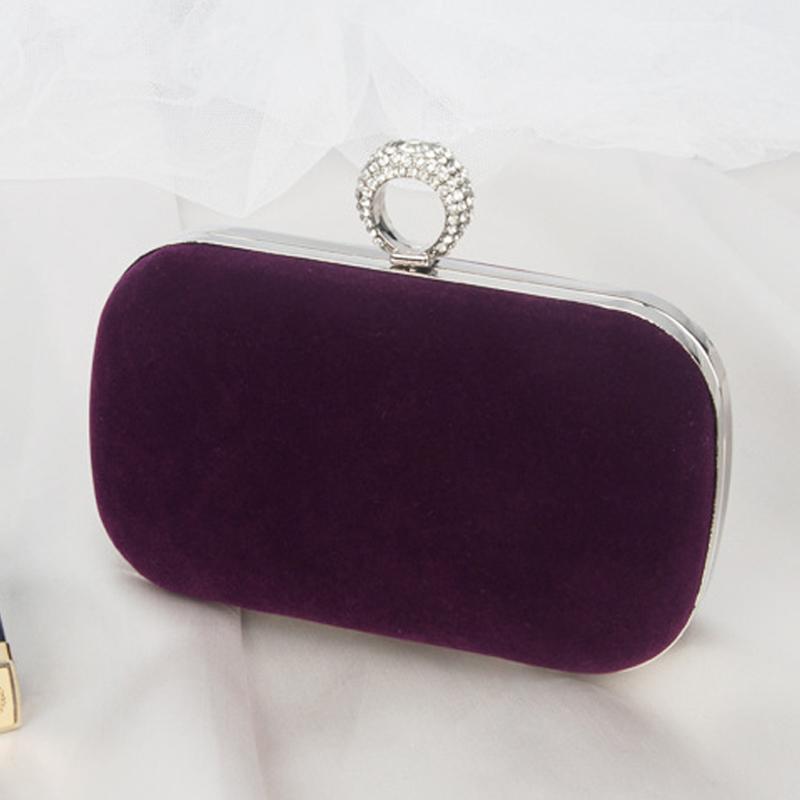 Rose Red Small Clutch Purse for Women Velvet High Quality Ladies Shoulder Evening Party Purse and Handbag Luxury Cross Body Bag