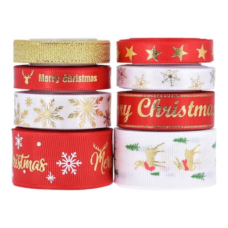 Buy Polyester Printing Christmas Grosgrain Ribbons DIY Xmas Party ...