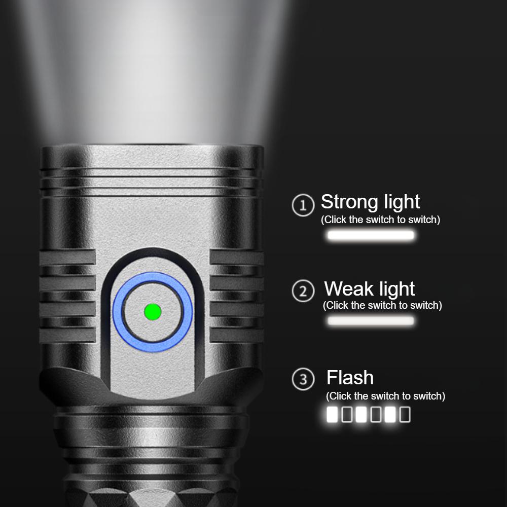 4LED outdoor ultra bright emergency flashlight with 3 lighting modes. Rechargeable aluminum alloy flashlight for work and hiking