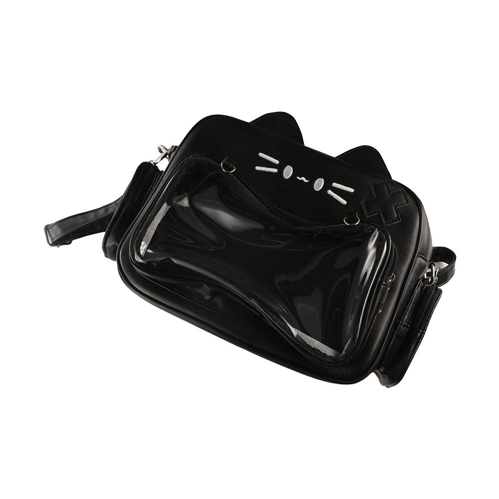 Zaino Fashion PU Trasparente con Tasca e Zip Multifunzione Kawaii Gatto Itabag Viaggio